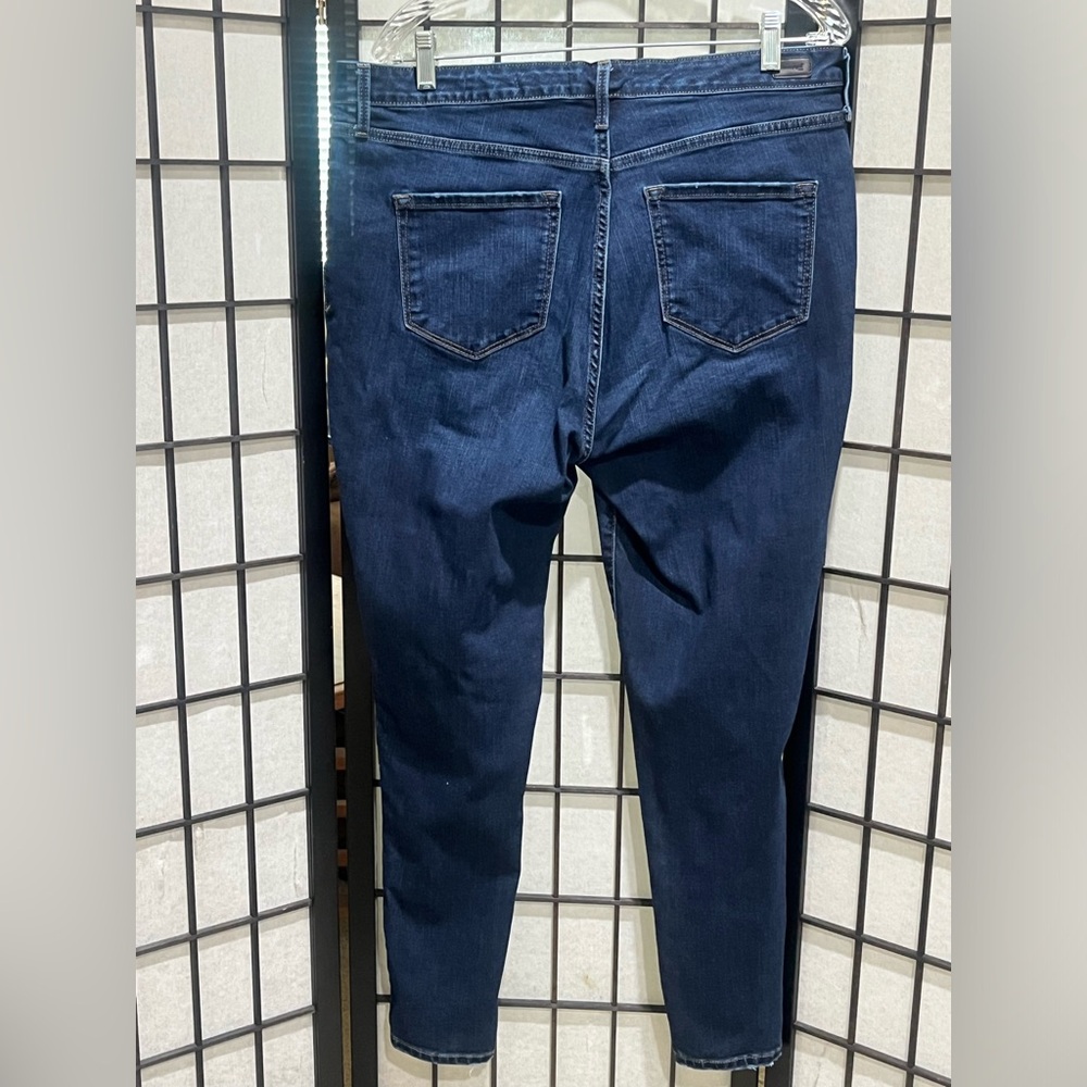 Skinnygirl Dark Blue Denim Jeans with Gold Stitching, LEOPARD PRINT TRIM SZ 14W - Picture 6 of 10
